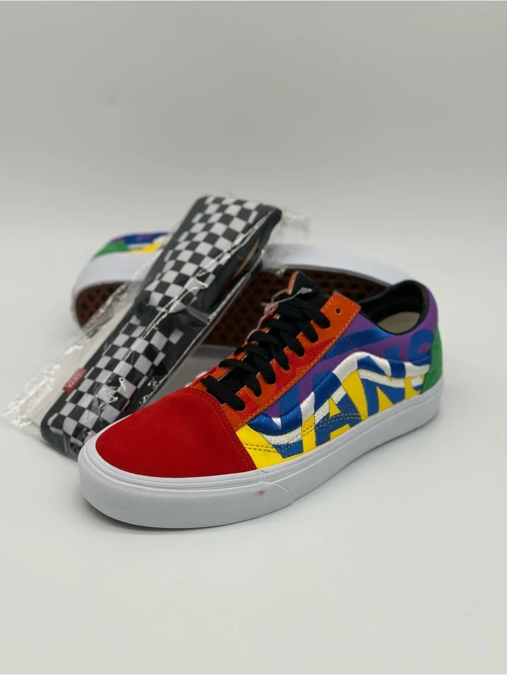 Vans Multi-Color Skate Sneakers — Red, Yellow, Blue, Green, Purple